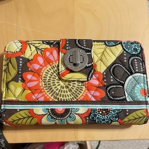 Vera Bradley Turn Lock Wallet in Flower Shower